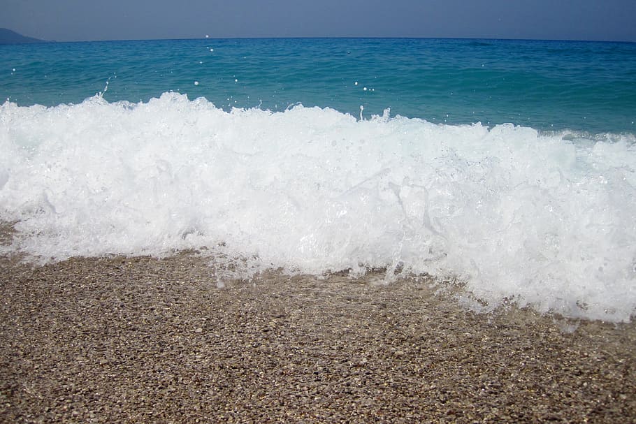 Beach, Breaking, Coast, Crash, blue, foam, liquid, motion, nature HD wallpaper