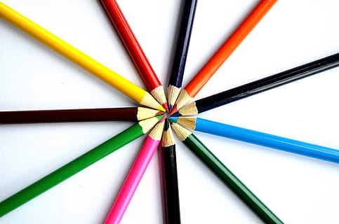 color pencils, Crayons, Paint, drawing, school, art, yellow HD wallpaper
