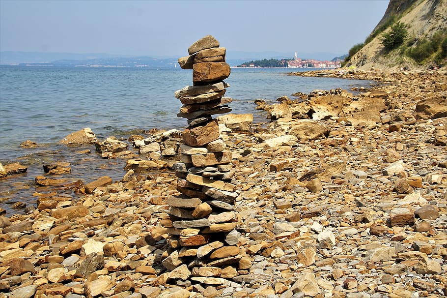 HD wallpaper: cairn, stone tower, pyramid, stones, even, stow, balance ...