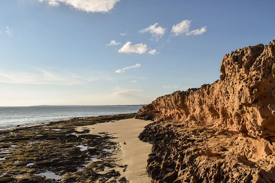 coast, cliff, coastline, sea, landscape, nature, beach, scenery HD wallpaper