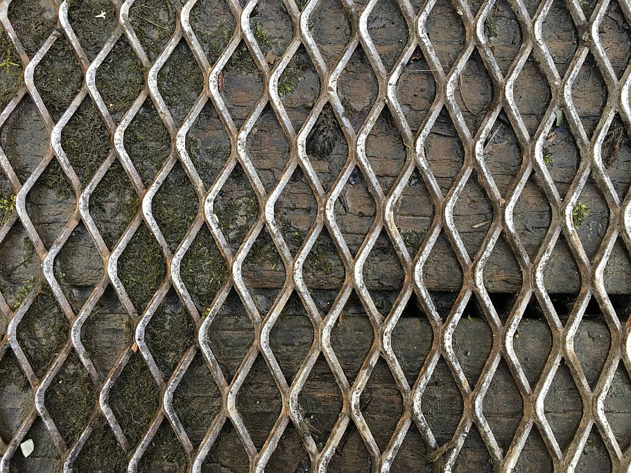 Wood, Grid, Brown, chainlink fence, metal, pattern, security HD wallpaper