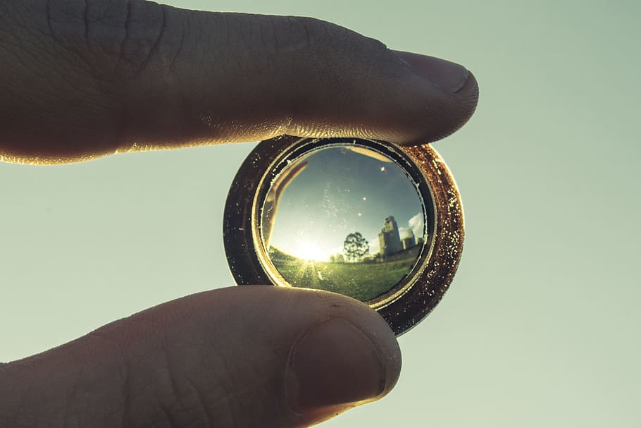 lens, arty, retro, artistic, view, landscape, human hand, human body part HD wallpaper