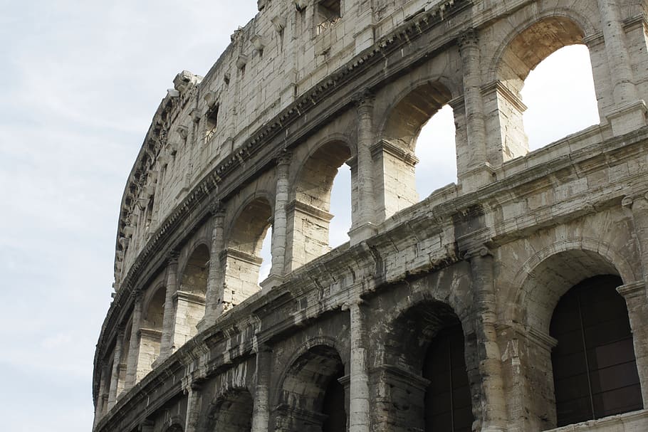 rome, colosseum, italy, arch, architecture, history, low angle view HD wallpaper