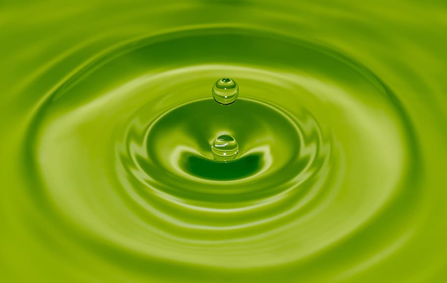 water drop illustration, green, close up, macro, circles, wet HD wallpaper