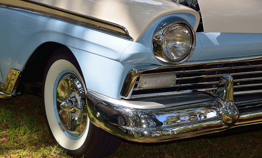 car, headlight, chrome, vehicle, transportation system, hood HD wallpaper