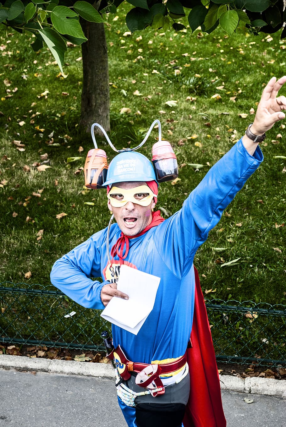 masked, masks, imitation, superman, pose, one person, holding HD wallpaper