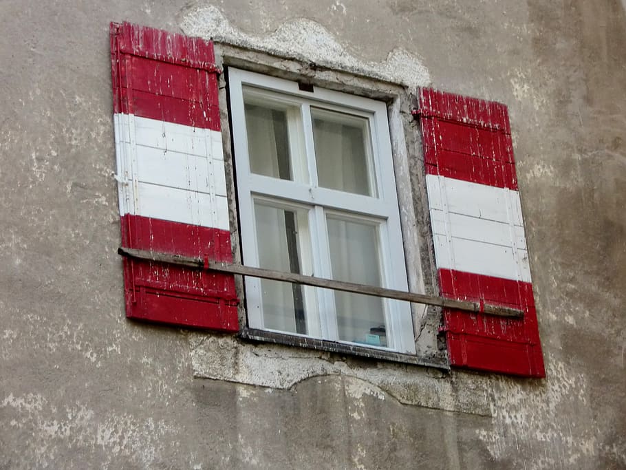 window, shutter, red, hauswand, built structure, architecture HD wallpaper