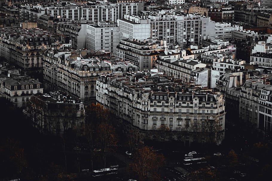 aerial photography of high-rise buildings at day time, aerial view of white buildings HD wallpaper
