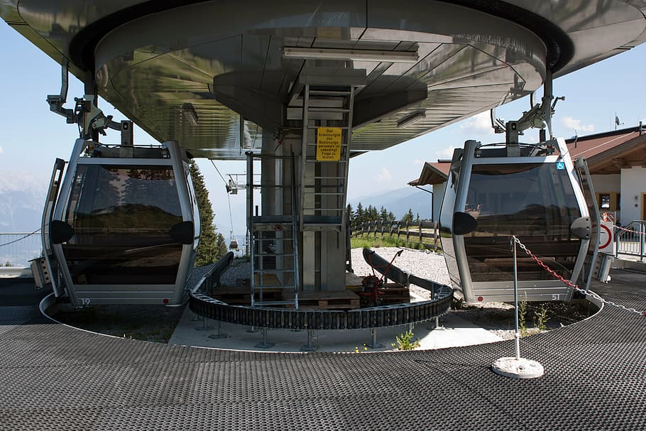 cable gondolas, hightech machinery, mountain, terminal, muttereralm HD wallpaper