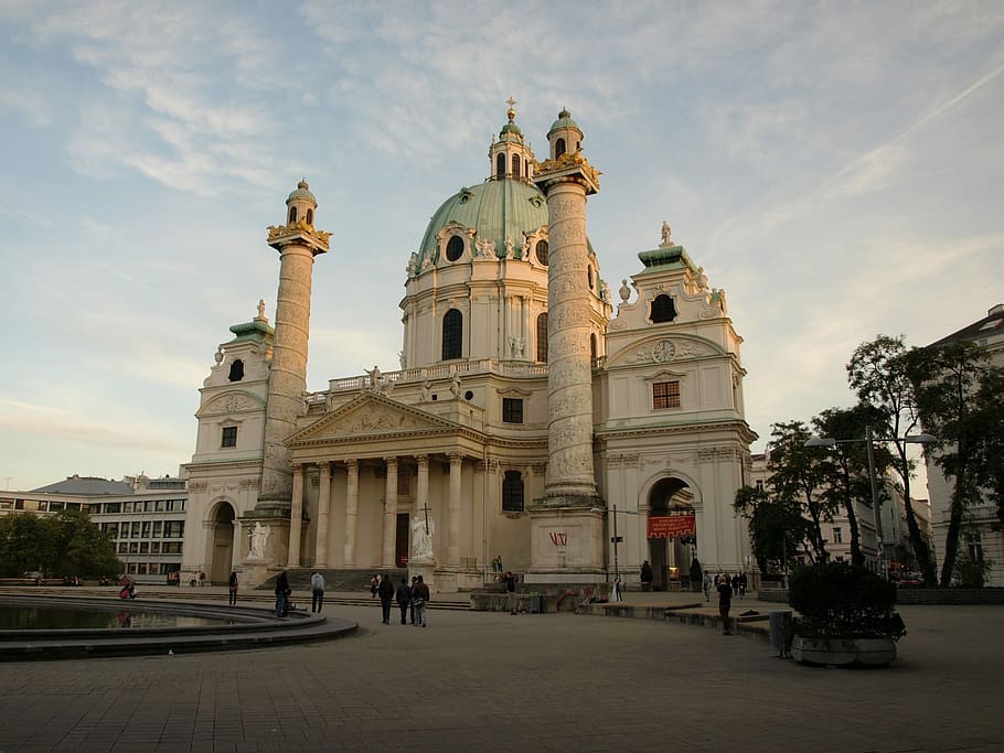 Vienna, St Charles'S Church, Baroque, evening, charles square, HD wallpaper