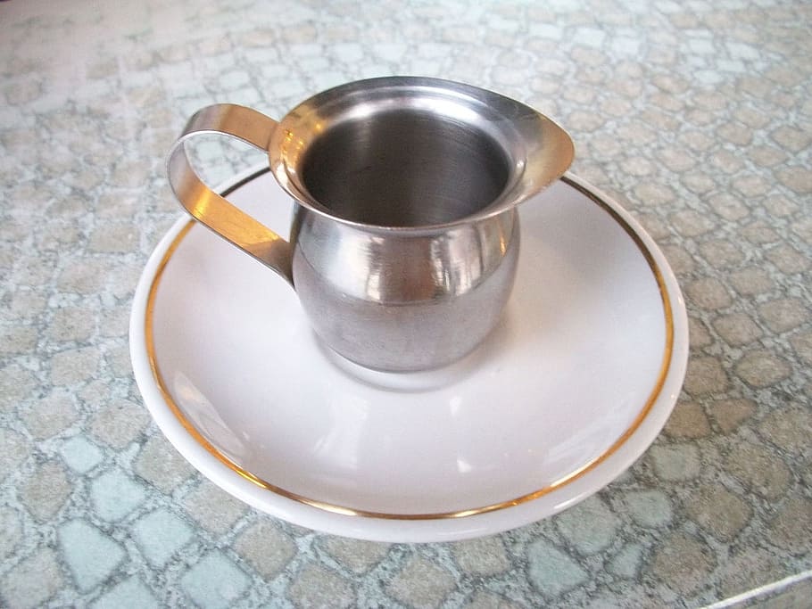 Pitcher, Aluminum, Metal, Pewter, Silver, steel, empty, saucer HD wallpaper