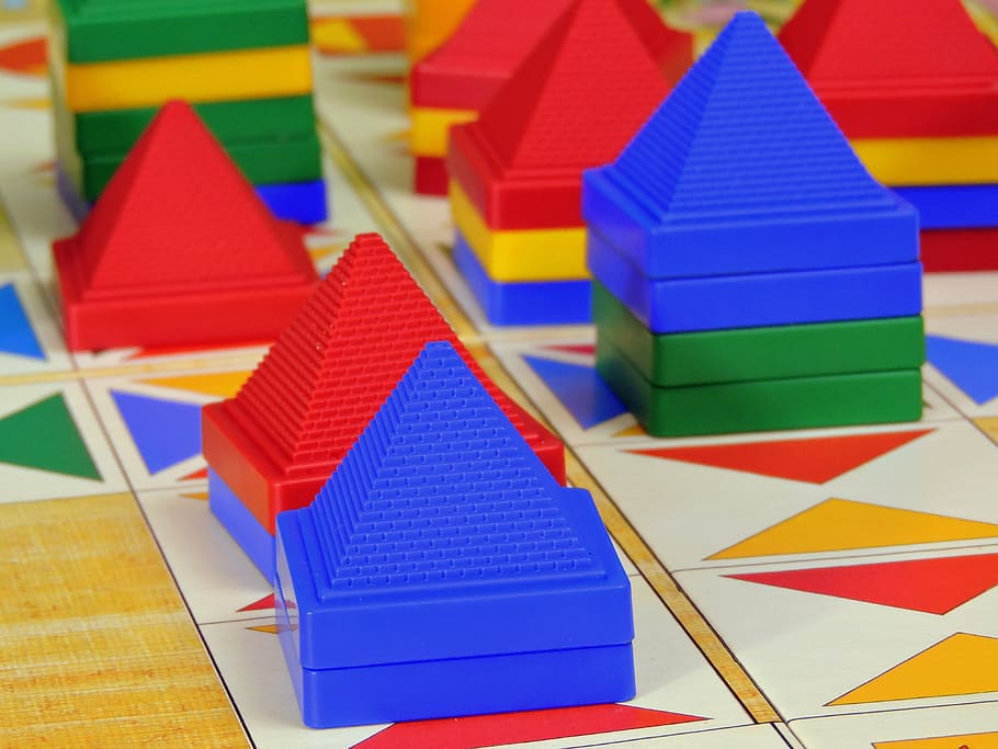game, pyramids, play, board game, pastime, buildings, multi colored HD wallpaper