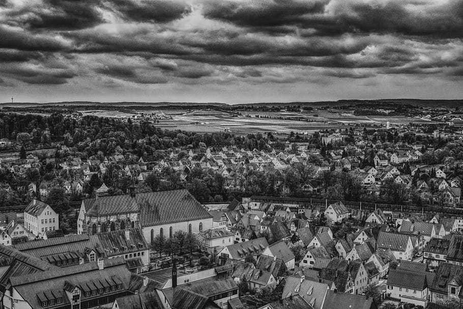 dramatic, nördlingen, city, homes, truss, architecture, building HD wallpaper