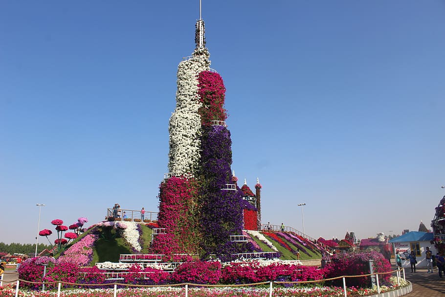 garden, flowers, sculpture, plant, architecture, nature, built structure HD wallpaper