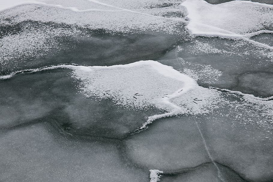 ice floe, winter, water, cold, cold temperature, snow, day HD wallpaper