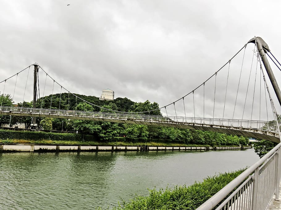 bridge, suspension bridge, pedestrian bridge, building, architecture HD wallpaper