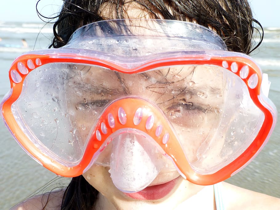 Goggles, Swimming, Water, Swimmer, Girl, outdoor, ocean, beach HD wallpaper