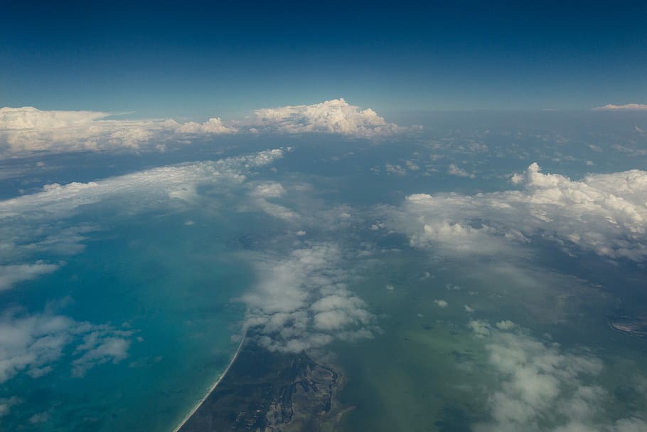 top view of island, aerial photo of body of water, sea, ocean HD wallpaper