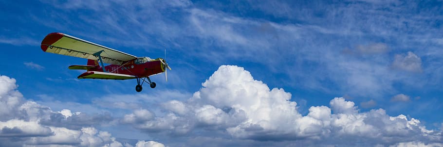 biplane flying, aircraft, propeller, wing, double decker, antonov HD wallpaper