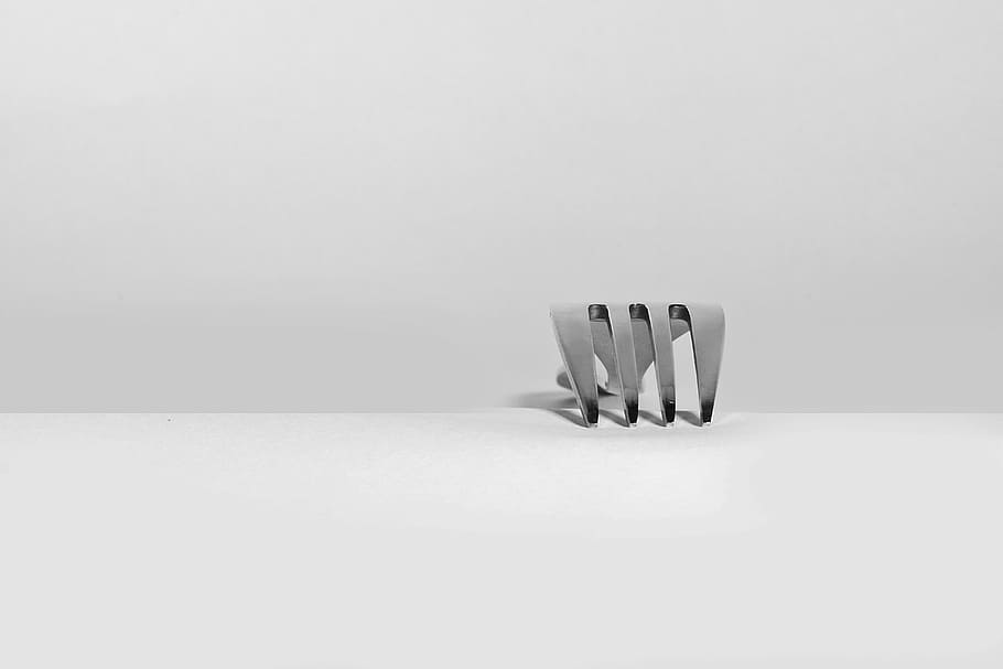 stainless steel fork on white textile, hunger, mood, emotion HD wallpaper
