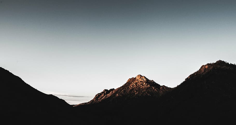 silhouette photo of mountain, panorama, photography, top, nature HD wallpaper