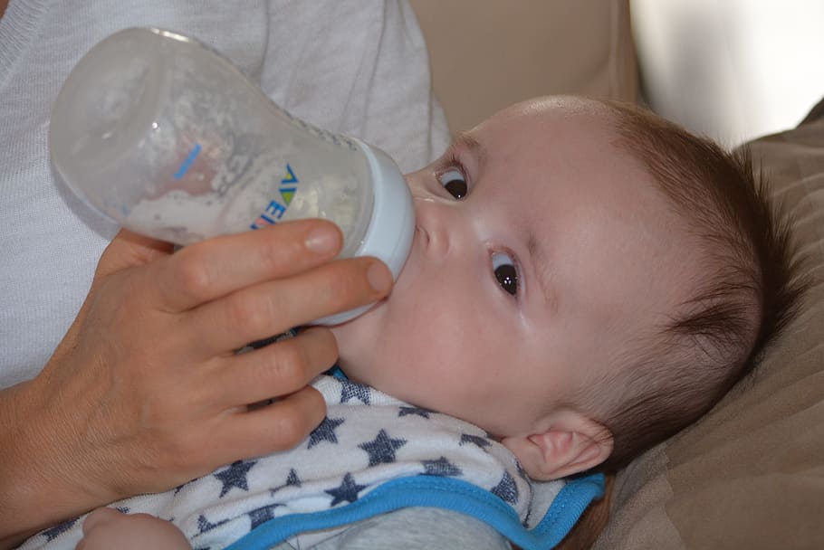 person holding feeding bottle, Young, People, Plush, Child HD wallpaper