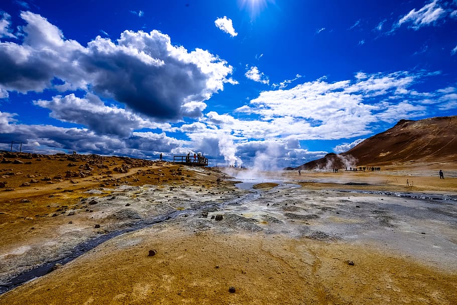 landscape, nature, sky, people, blue, clouds, cloudy, colors HD wallpaper