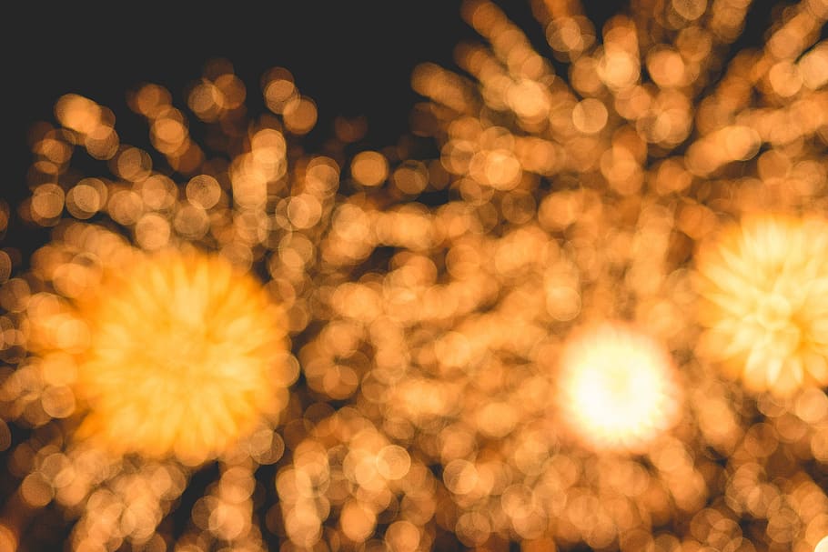 Bokeh Classy Golden Fireworks Lights Background #2, 2018, 4th of july