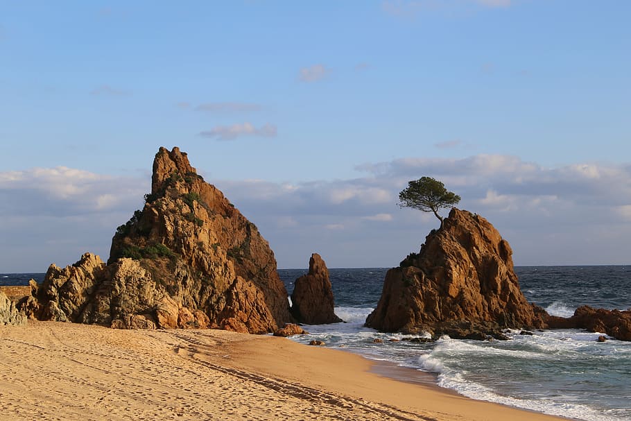 costa, beach, sea, coastline, nature, rock - Object, scenics HD wallpaper