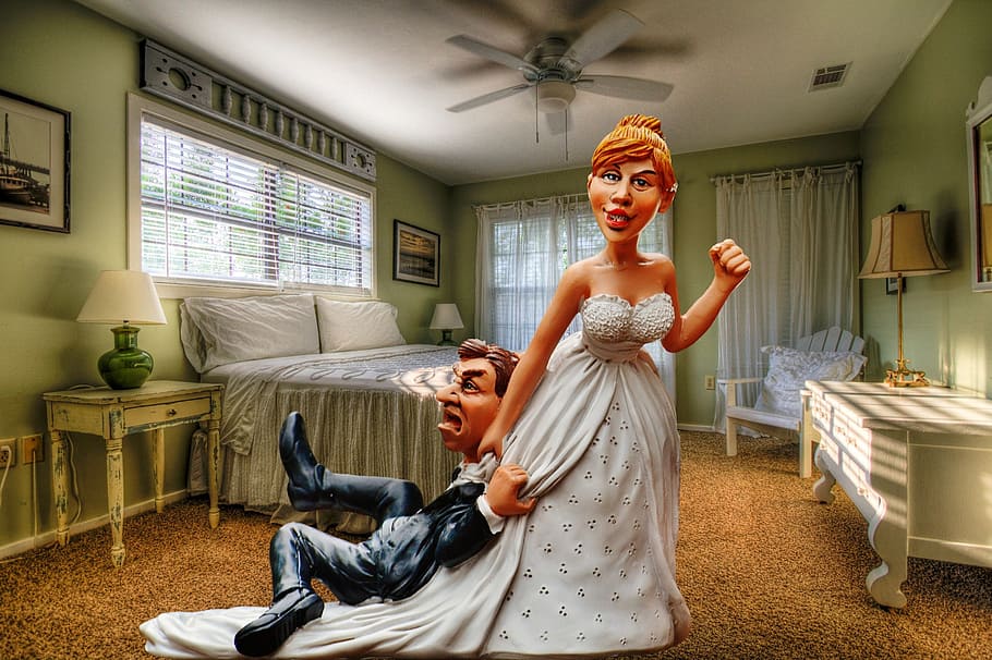 wedding night, bride, groom, to force, panic, figure, bride and groom HD wallpaper
