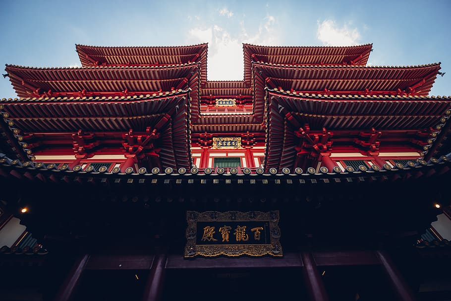 red and white wooden temple, asian, asian architecture, building HD wallpaper