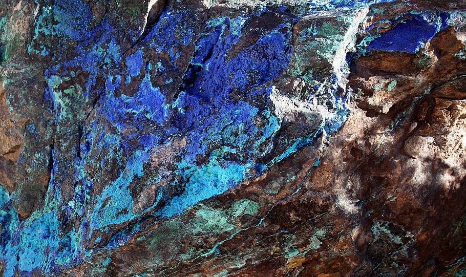 blue, brown, and white abstract artwork, malachite, mineral HD wallpaper