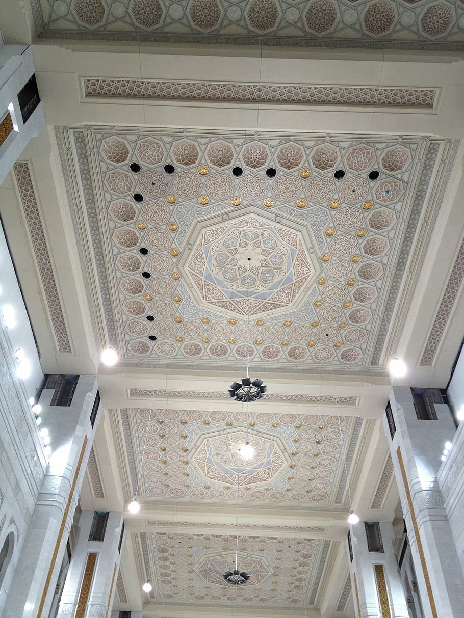 mecca, holy, saudi arabia, architecture, indoors, ceiling, low angle view HD wallpaper