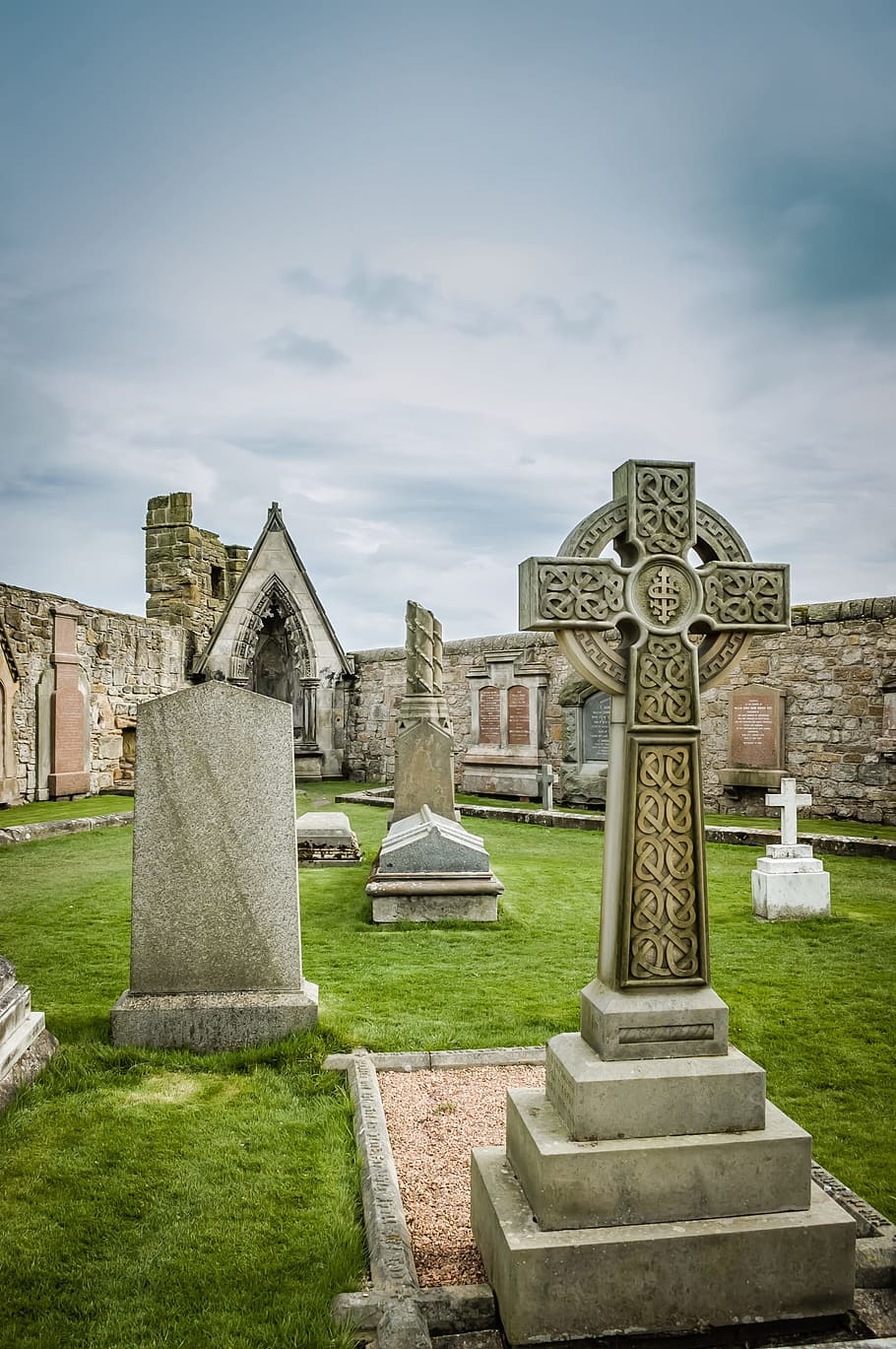 photography of cemetery at daytime, Church, Clouds, Cloudy HD wallpaper