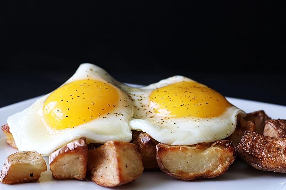 selective focus photo of grilled meat and sunny side up egg on top, HD wallpaper