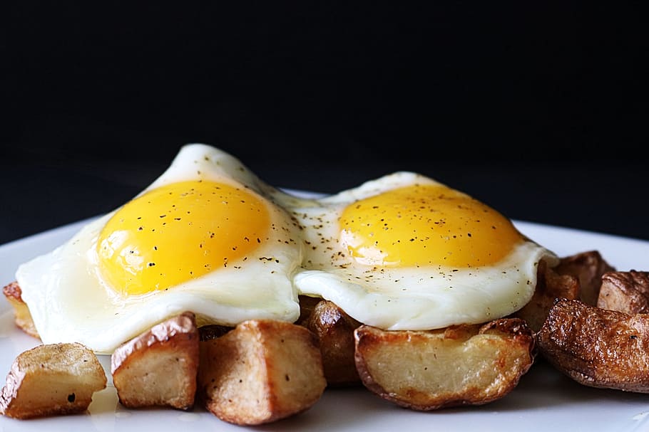 selective focus photo of grilled meat and sunny side up egg on top HD wallpaper