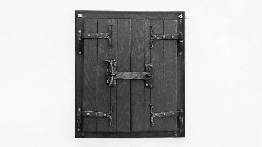 Window, Wood, Old, Hinge, old window, black and white, door HD wallpaper