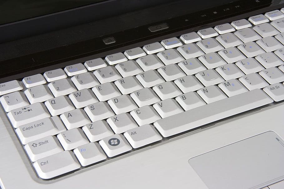 white and black laptop, computer, keyboard, computing, technology HD wallpaper