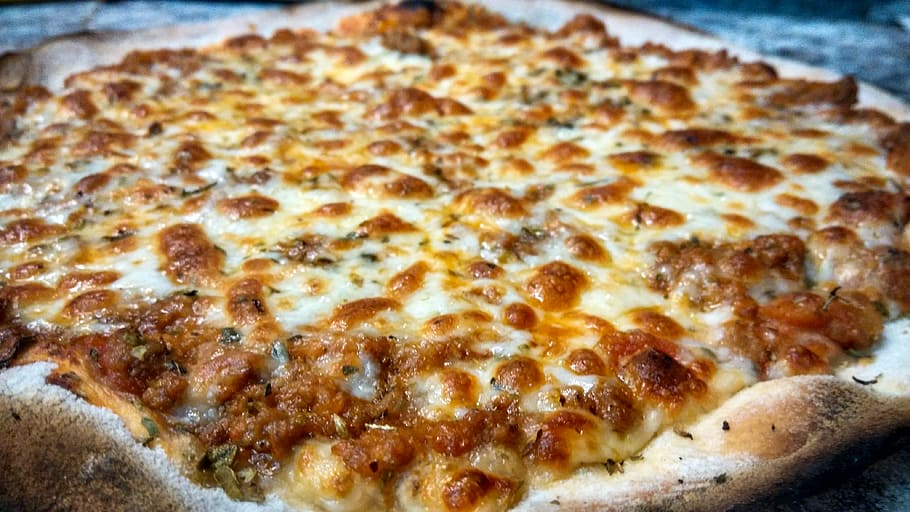 bolognesa, pizza, food, meat, che, cheese, mozzarella, baked, HD wallpaper