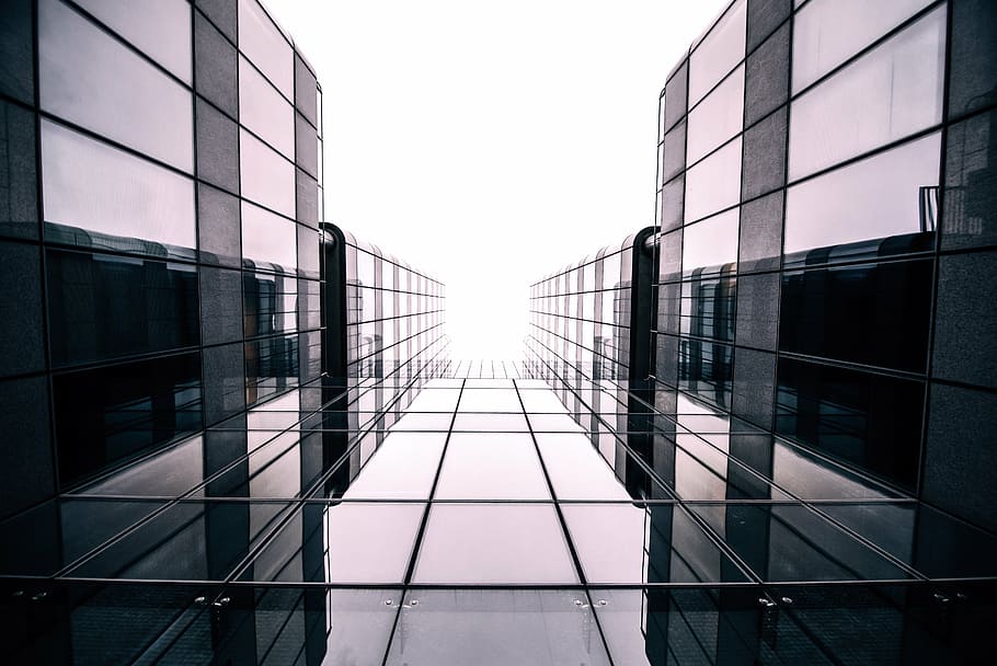 low-angle photo of high-rise buildings, architecture, glass HD wallpaper