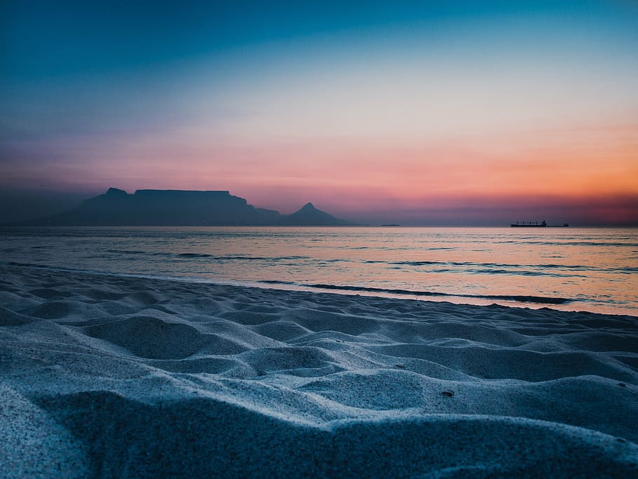 beach during sunset, sea, ocean, blue, cape, south, africa HD wallpaper