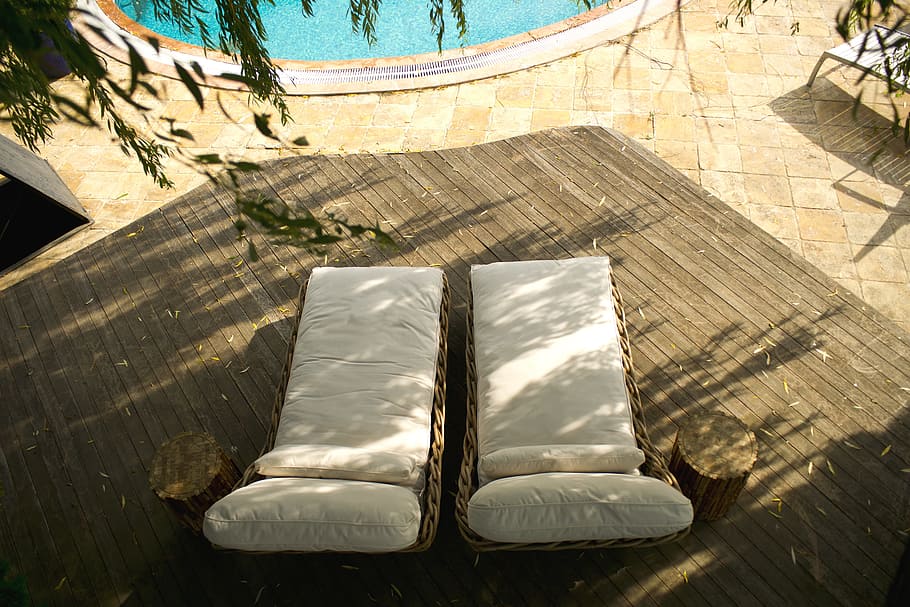 Hotel, Pool, Sunbeds, Summer, Holiday, swim, sunbathing, luxury HD wallpaper