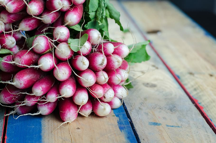 purple and white vegetables on brown surface, purple beets, radish HD wallpaper