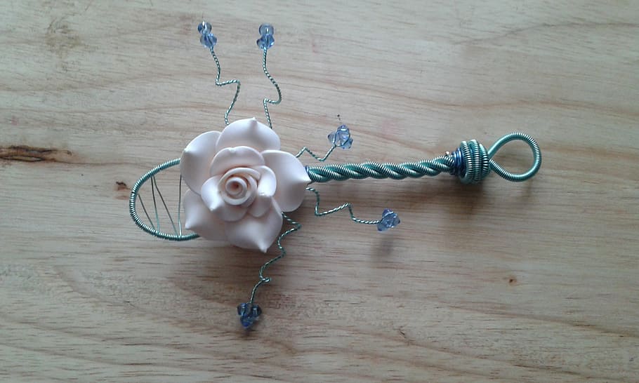 spoon, wire, flower, handmade, handwoven, metal, indoors, still life HD wallpaper
