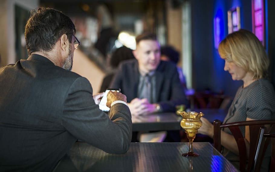man sitting on chair beside table, after work, bar, boss, business HD wallpaper