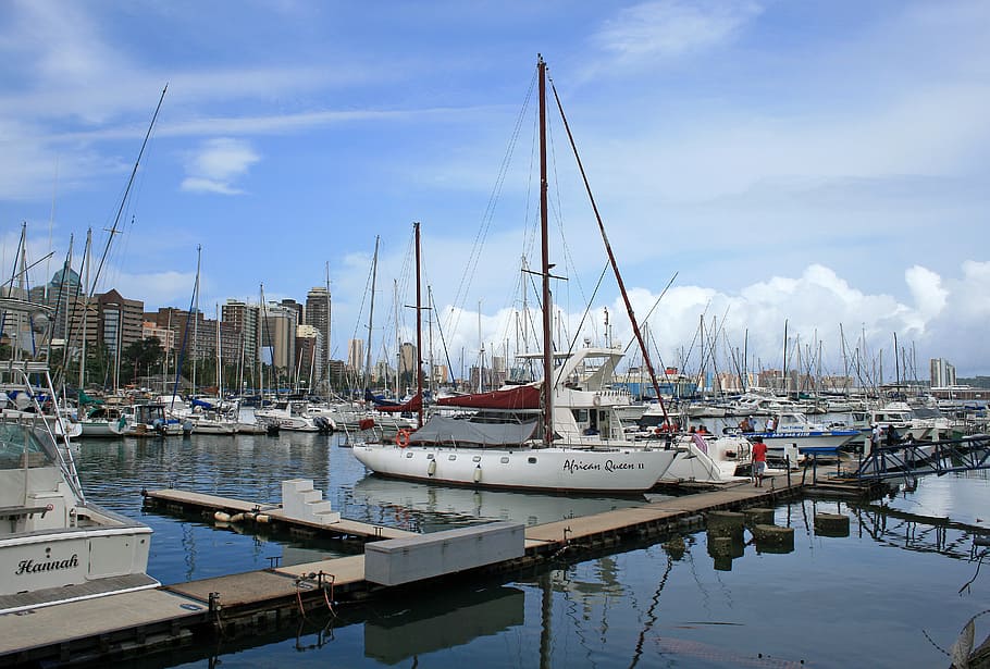yacht club, yachts, masts, water, jetty, moored, anchored, harbour, HD wallpaper