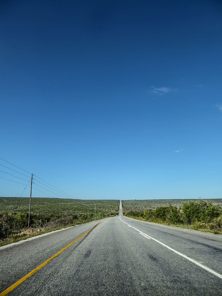 road, just, dom, road trip, south africa, asphalt, blue sky