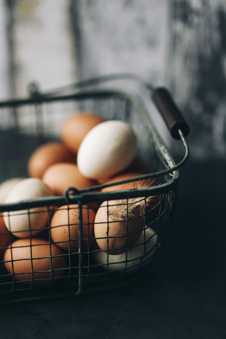 Metal wire basket with eggs, food, animal Egg, freshness, farm, HD wallpaper
