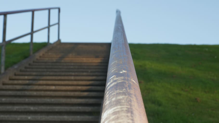 railing, stairs, gradually, stair step, dike, no people, nature HD wallpaper