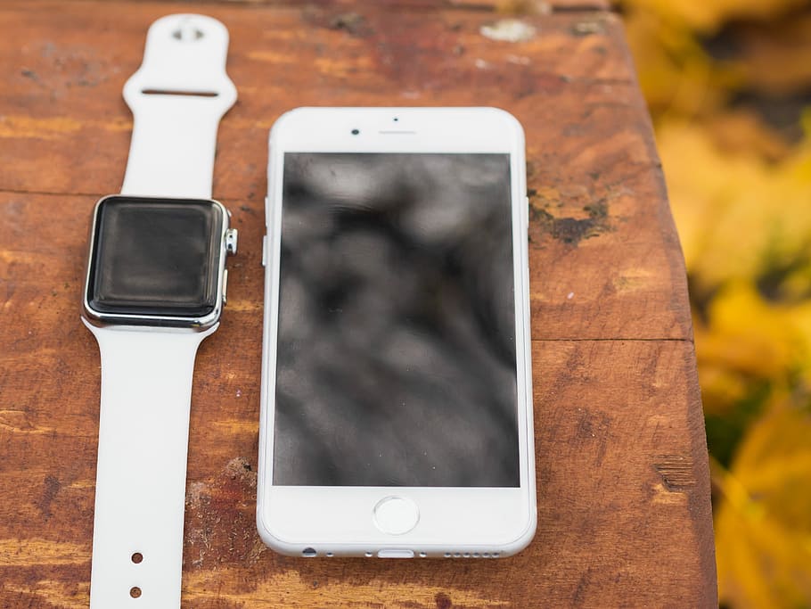 Iphone, Iwatch, Smartphone, Smartwatch, screen, white, up, mock up HD wallpaper